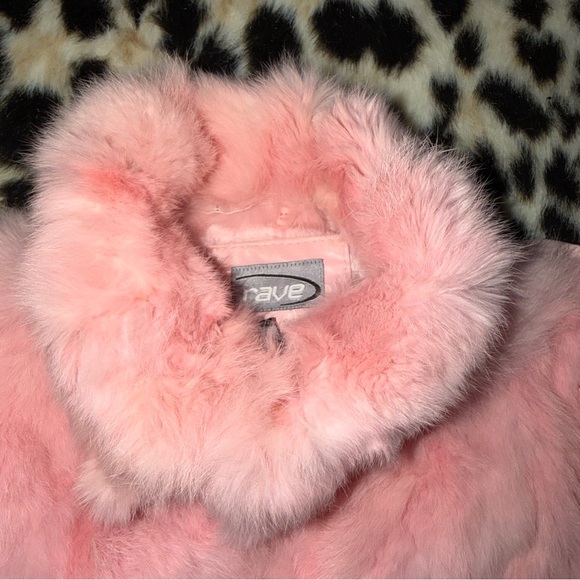 Y2K Barbie Pink Rave Fox Fur Jacket Size Small - Picture 2 of 5
